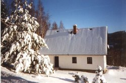 Het vakantiehuis in de winter.